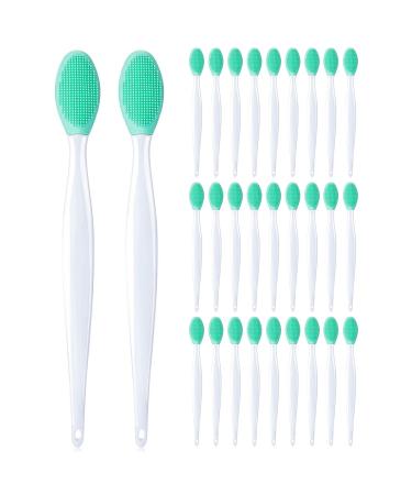 24 pieces silicone peeling lip brush double-sided silicone-lip scrubber soft cleaning lip brush face cleaning applicator (green)