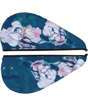 Bright Colorful Iris Flowers Microfiber Hair Towel - Soft Super Absorbent Quick Dry Hair Wrap for Long Curly & Thick Hair - Buy Online on GoSupps.com