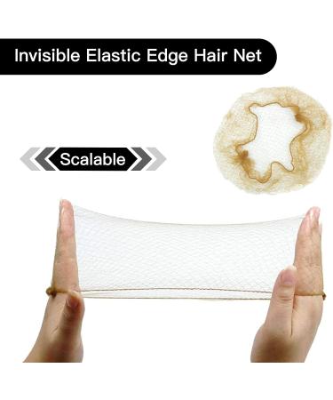 Invisible Hair Nets for Women - 20pcs Blonde Elastic Edge Mesh Hair Bun Nets - Ideal for Ballet, Gymnastics - 50cm/20inch - Buy Online on GoSupps.com