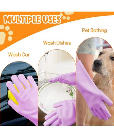 Comfpet Pet Care Gloves for Dog & Cat Hair Removal | Food-Safe Silicone Brush for Bathing & Massaging Puppies & Kittens (Purple) - Buy Online on GoSupps.com