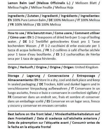 Health Embassy Lemon Balm Leaf Tea | Melissa Officinalis L | Lemon Balm Leaf (50g) - Buy Online on GoSupps.com