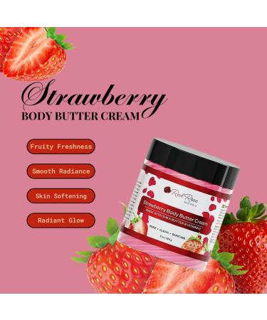 Strawberry Body Butter Cream for Sensitive Skin | Non-Greasy Moisturizing Shea Butter | Vegan Natural Skincare 8 oz - Buy Online on GoSupps.com