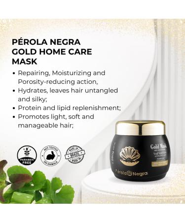 Perola Negra Gold Mask | Control Frizz & Smooth Hair - 9.87 oz | Premium Home Care Hair Mask - Buy Online on GoSupps.com