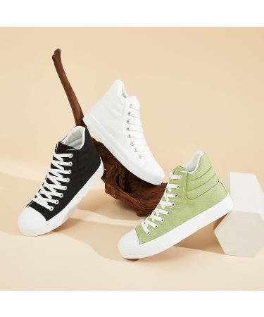 Povoger High Top Sneakers for Women - Fashionable White Canvas Shoes for Casual Walking - Buy Online on GoSupps.com