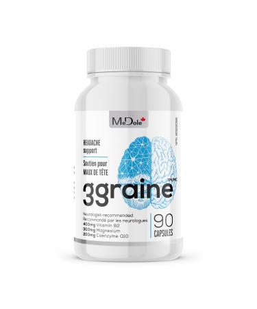 3graine-NEW-Headache Supplement Migraine Prevention and Relief 400mg Vitamin B2 CoQ10 200mg Magnesium Neurologist-Recommended Doses & Ingredients Nausea & Vomiting Support for Migraine