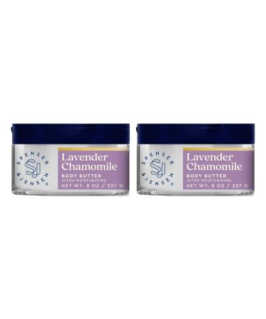 Spenser & Jensen Hydrating Lavender & Chamomile Body Butter - Gentle On All Skin Types - Moisturizing Body Lotion for Women & Men - Paraben Free - 8 Oz (Pack of 2) Lavender Chamomile 8 Ounce (Pack of 2)