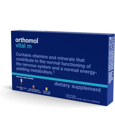Orthomol Vital M Vial Men's Multivitamin 7-Day Supply with Vitamins A, B, C, D, E, K, Calcium, Iodine, and Omega-3 - 7 Count - Buy Online on GoSupps.com