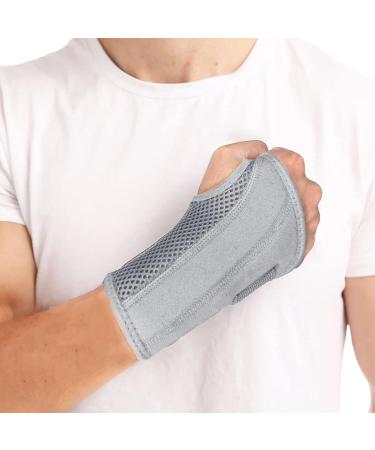 Adjustable Left Hand Wrist Brace for Carpal Tunnel | Sleep Support & Compression Splint for Weightlifting - Gray - Buy Online on GoSupps.com