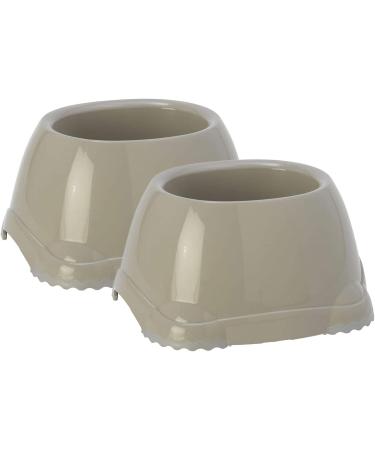 Grey Spaniel Dog Puppy Bowls Set - 2x 0.6L Non-Slip Pet Food Water Dishes - Buy Online on GoSupps.com