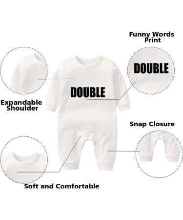 Culbutomind Baby Twins Bodysuits Double Trouble Romper Set with Hat | Unisex Newborn Outfit - White, BT 0-3 Months - Buy Online on GoSupps.com