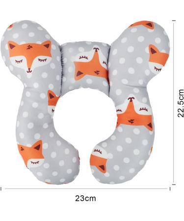 Baby Travel Pillow - Head & Neck Support Cushion for Infant 0-1 Year Old | Car Seat, Pushchair, Stroller | Fox Design - Buy Online on GoSupps.com