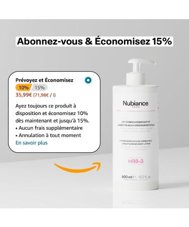 NUBIANCE - Brightening and Repairing Body Lotion HRB-3 Anti-Spot and Intense Hydration - Fights Hyperpigmentation 2x500ml - Combination to Dry Skin For a Uniform and Luminous Complexion - Buy Online on GoSupps.com