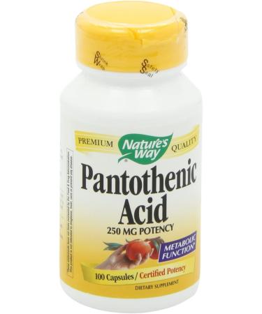 Nature's Way Pantothenic Acid Capsules 500mg - 100 Count (Pack of 1) | Unflavored | Supports Energy Production and Metabolism - Buy Online on GoSupps.com