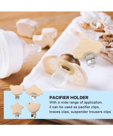 Schnuller Clip Set - 4 Wooden Animal Pacifier Clips | Baby & Children's Accessories - Buy Online on GoSupps.com