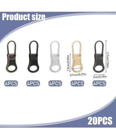 20-Piece Replacement Zipper Slide Set - Metal Zipper Pulls for Jeans Backpacks Suitcases & More | Zipper Repair Kit in 5 Colors - Buy Online on GoSupps.com