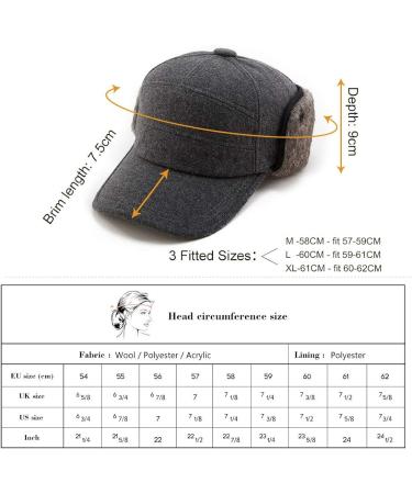 Comhats Wool Baseball Cap Men Fur Hunting Trapper Dad Hat Earflap Unisex Black Large - Buy Online on GoSupps.com