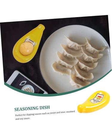 HOMSFOU 2 Pcs Soy Sauce Dish Condiment Bowl Ceramic Jewelry Dish Asian Sauce Bowls Condiment Bowls Ceramic Sauce Bowl Fork Stand Ceramics Ceramic Plate Modeling Dinner Party Yellowx2pcs 11.5X5.7X2.7CMx2pcs - Buy Online on GoSupps.com
