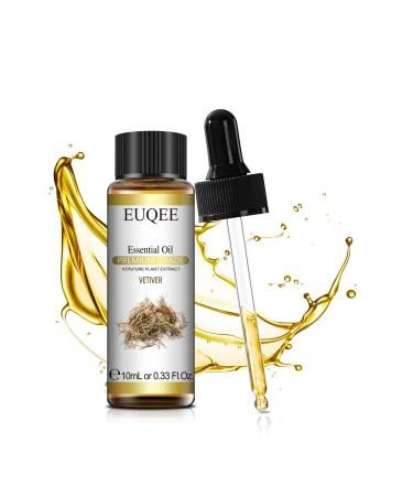 EUQEE Vetiver Essential Oil 10ml Pure Natural Vetiver Oils Aromatherapy Essential Oils for Diffusers for Home Relax Candle Making Vetiver 10.00 ml (Pack of 1)
