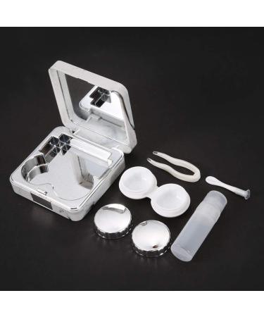 Portable Contact Lens Travel Set - Case with Mirror Tweezers & Solution Bottle for Outdoor Use (Silver) - Buy Online on GoSupps.com