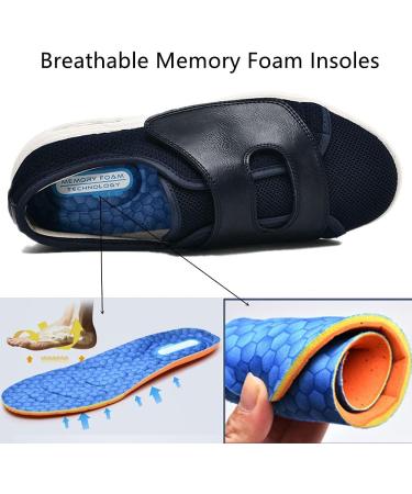 GSFY Men's Extra Wide Diabetic Shoes Blue 11.5 - Adjustable Closure, Lightweight Edema Sneakers for Elderly Swollen Feet - Buy Online on GoSupps.com