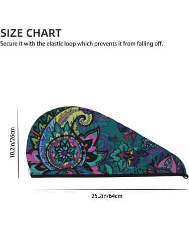Super Absorbent Oriental Paisley Microfiber Hair Towel Wrap for Women | Coral Velvet Quick Dry Cap for Long Curly & Thick Hair - Buy Online on GoSupps.com