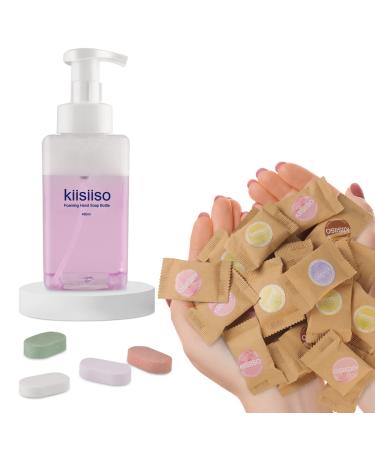 KIISIISO Foaming Hand Soap -1 Refillable Hand Wash Dispenser+10 Tablets Refill Cleaning Moisturizing 80FL oz Total Makes 10x 8 FL oz Bottles of Soap Lavender Scented 10 Count with 1 Dispenser