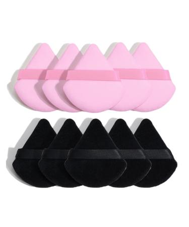 SBTRKT 10/12 Pcs Triangle Powder Puff Wet Dry Use For Loose Powder Liquid Cosmetic Soft Plush Powder Puff Makeup Foundation (Color : 12 pcs Black)