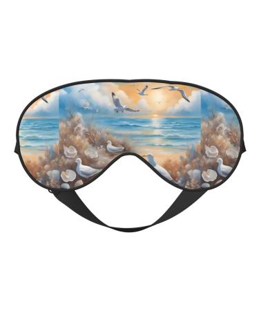Many Cute Seagulls Unisex Elastic Adjustable Buckle Design Blackout Sleep Eye Mask for Home Travel Yoga Office Nap