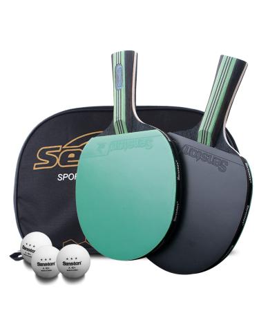 Senston Ping Pong Paddles Table Tennis Paddle, Ideal for Entertainment or Competition - Ping Pong Paddle Set with Advanced Speed, Control and Spin 5-Ply Green