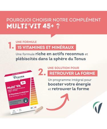 Vitavea -Energy Supplement Natural Defenses Vision Multivitamin and Mineral Memory (Zinc Iron Vitamin C Vitamin D)Suprabiotic and Blueberry-30 Capsules-1 Month Cure-Made in France - Buy Online on GoSupps.com