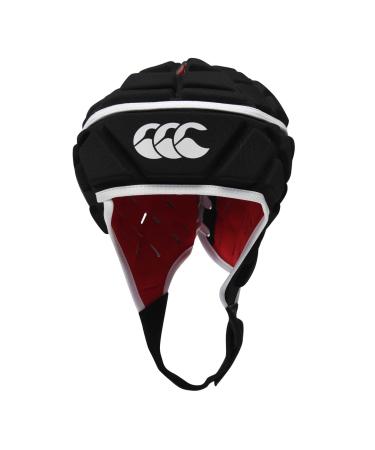 Canterbury CCC Rugby Raze Headguard, Scrum Cap, Full Coverage, Soft-Edged Chin Strap, Designed Holes Aid Ventilation, Foam Padding Black / Red Medium