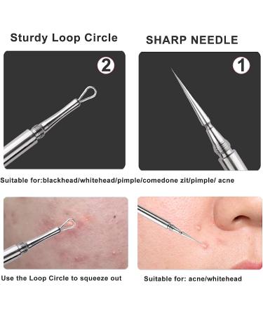 Professional Facial Milia & Whitehead Extractor Tool Set - Double Ended Pimple Extractor for Blackheads & Blemishes - 2-in-1 Acne Removal Kit (4.6in-Silver) - Buy Online on GoSupps.com