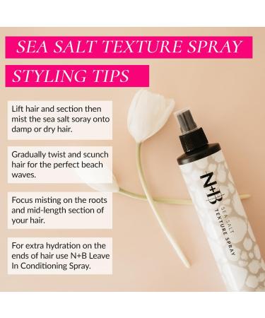 N+B Sea Salt Spray for Hair - Adds Texture and Volume | No Sticky Residue | With Biotin & Castor Oil | Vegan & Cruelty-Free | 10 oz - Buy Online on GoSupps.com