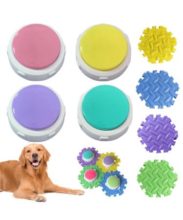 NAVESO Buzzer with recording function 4 pieces Answer Buzzers dog buzzer with sound buzzers recordable buttons for dog interaction