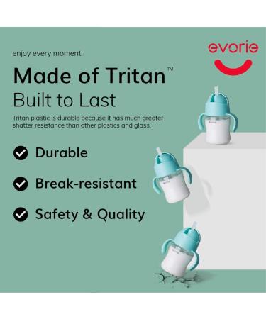 Evorie Tritan Weighted Straw Sippy Cup with Handles - 7 Oz Leakproof Soft Silicone Straw - First Infant Water Bottle for Baby and Toddlers 6+ Months - Buy Online on GoSupps.com