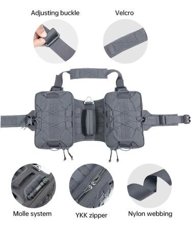 Adjustable Dog Backpack Harness for Medium & Large Dogs - Elite Spanker Service Hunt Dog Saddlebag - Gray (M) - Buy Online on GoSupps.com