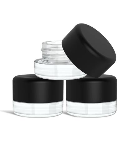 (200 Pack) 5ml Thick Clear Glass Containers with Black Child Resistant Lids - Jars for Oil, Lip Balm, Wax, Cosmetics