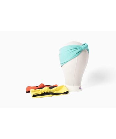 Dunslit 3-Pack Top Knot Headbands - Yellow, Orange, Blue - Women's Stretch Head Wraps with Satin Lining - Buy Online on GoSupps.com