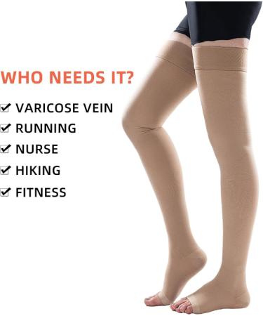 ZMERCH XL Closed Toe Beige Knee Socks - Unisex Compression Stockings for Varicose Veins Class 2 Pressure Support Ideal for Sleeping - Buy Online on GoSupps.com