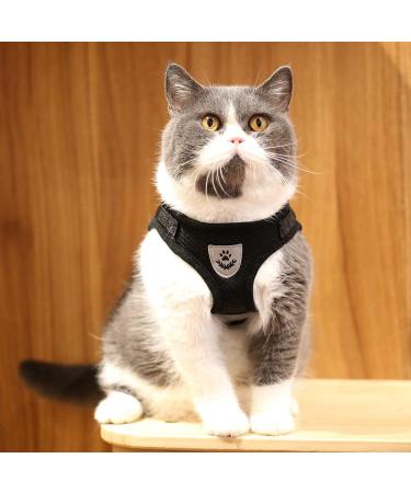 MYKOMI Comfort Step-in Cat Harness and Leash Set - Escape Proof Pet Vest for Small Animals - M 3-4.5KG Black - Buy Online on GoSupps.com