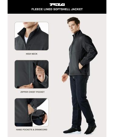TSLA Men's Full-Zip Softshell Winter Jacket | Waterproof Fleece Lined | Dark Grey Medium - Buy Online on GoSupps.com