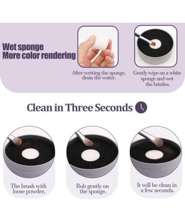 QUKLOGEN 3 in 1 Makeup Brush Cleaning Set Multifunctional Washing Bowl Drying Basket with Handle Silicone Cleaner Mat Removal Cleaner Sponge 150ml/5.12fl.oz Professional Makeup Brush Cleaner Purple - Buy Online on GoSupps.com