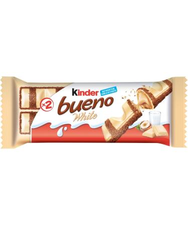 KINDER BUENO White Chocolate and Hazelnut Cream Candy Bars 20 Packs 2 Individually Wrapped Bars Per Pack (20 x 39g) Kinder Bueno White 20 Packs (780g) - Buy Online on GoSupps.com