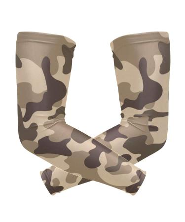 ALAZA Camouflage Brown Cooling Arm Sleeves Cover Uv Sun Protection for Men Women Running Golf Cycling Arm Warmer Sleeves 1 Pair