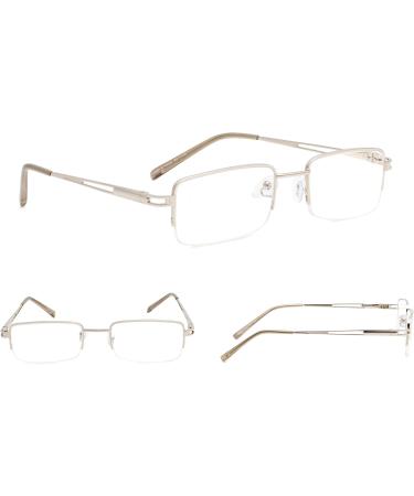 4-Pack Half-Rim Reading Glasses for Men & Women | Spring Hinges Metal Readers - Silver 2.25x - Buy Online on GoSupps.com