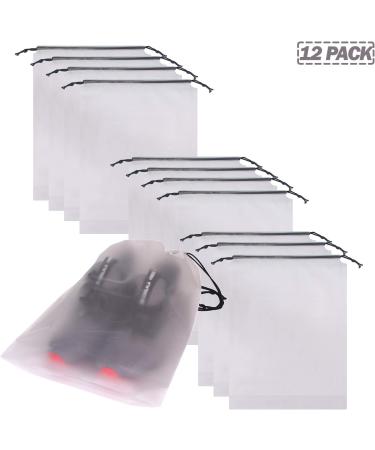 Set of 12 Portable Translucent Shoe Bags for Travel - Clear Storage Organizer with Drawstring for Men and Women - Buy Online on GoSupps.com