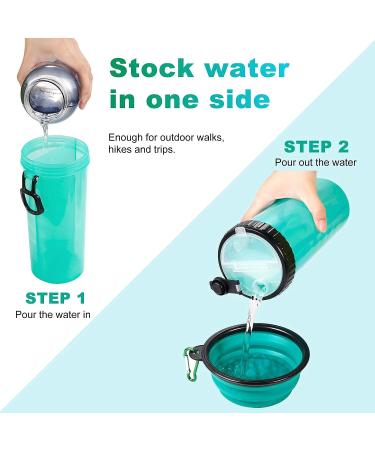 Womgf 2-in-1 Dog Water Bottle & Food Container - 800ml with 2 Folding Bowls - Pet Travel Bottle (Blue) - Ideal for Dogs - Buy Online on GoSupps.com