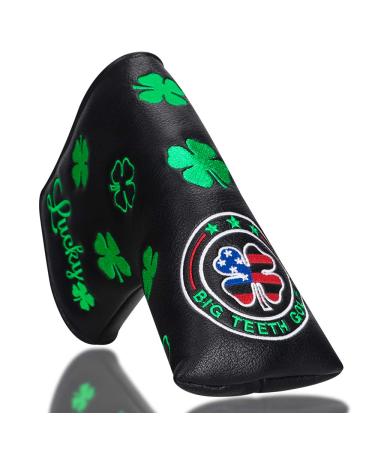 BIG TEETH Golf Blade Putter Cover Headcover Club Protector Magnetic Bar Closure for Scotty Cameron Taylormade Odyssey Clover Black