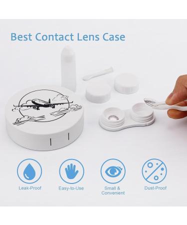 Airplane Contact Lens Case with Mirror - Portable & Cute Travel Kit for Eye Contacts - Buy Online on GoSupps.com