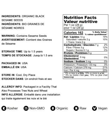 Organic Raw Black Sesame Seeds 2 lbs - Non-GMO, Unhulled, Kosher, Vegan - High in Calcium, Iron & Fiber - Ideal for Tahini Paste - Bulk Pack - Buy Online on GoSupps.com